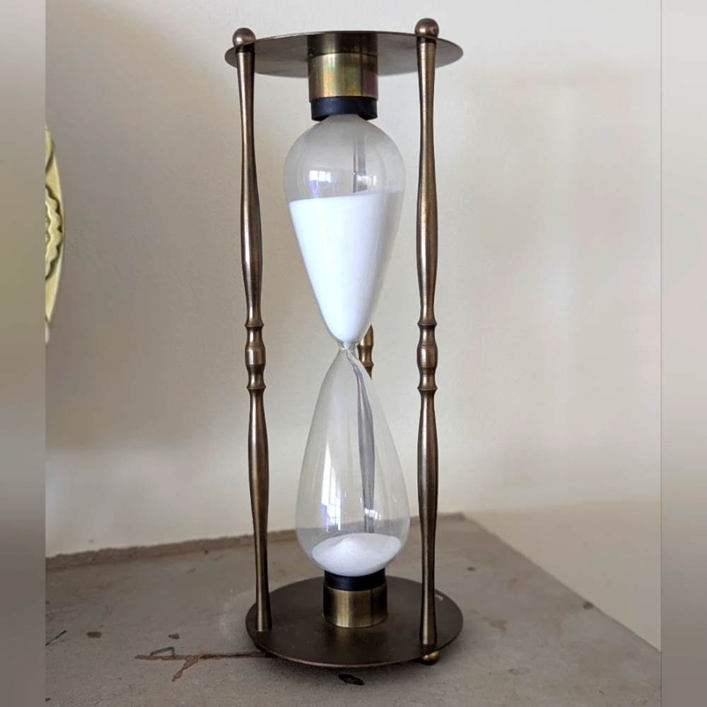 Vintage Penco Brass and Glass Hourglass  30minutes